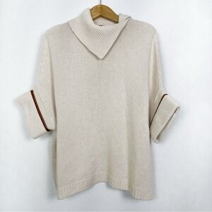 Massimo Dutti Cream Wool Blend 
Draped Turtleneck Sweater Oversized‎ Size Medium